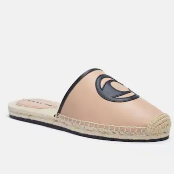 Coach Channing Leather Logo Slip On Espadrille Mules - Picture 16 of 16